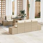 vidaXL Tuin Sofa Set met kussen met opslag 6 pcs Beige en, Verzenden, Nieuw, Rotan