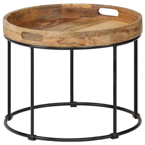 vidaXL Salontafel 50x40 cm massief mangohout en staal, Huis en Inrichting, Tafels | Salontafels, 50 tot 100 cm, Nieuw, Overige houtsoorten