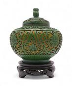 Contenitore da Tè in Lacca - Vaas (2) - Kleuring groen en, Antiek en Kunst, Antiek | Glas en Kristal