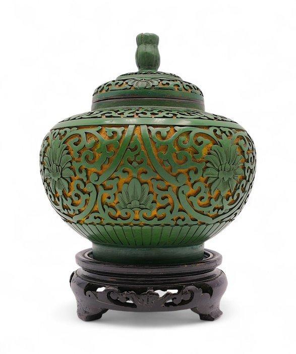 Contenitore da Tè in Lacca - Vaas (2) - Kleuring groen en, Antiek en Kunst, Antiek | Glas en Kristal