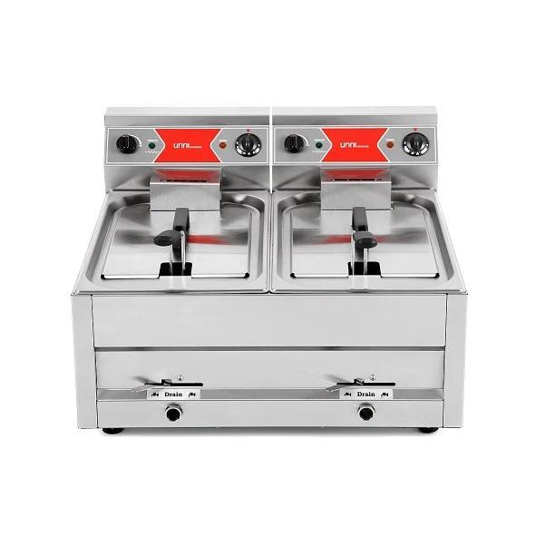 UnniCooking Friteuse | 2x 12L | 400V | Aftapkranen | 700x650, Zakelijke goederen, Horeca | Keukenapparatuur, Nieuw in verpakking
