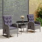 vidaXL 3-delige Tuinset poly rattan grijs, Tuin en Terras, 2 zitplaatsen, Nieuw, Tuinset, Verzenden