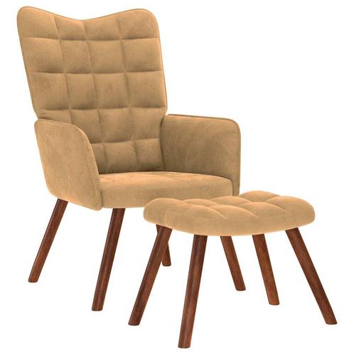 vidaXL Relaxstoel met voetenbank fluweel bruin, Huis en Inrichting, Fauteuils, Nieuw, Verzenden