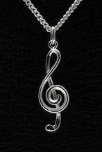 Zilveren Muzieksleutel ketting hanger - groot, Sieraden, Tassen en Uiterlijk, Verzenden, Nieuw