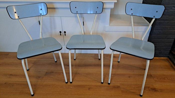 Stoel - Metaal, Formica - Set van drie vintage Formica, Antiek en Kunst, Kunst | Designobjecten