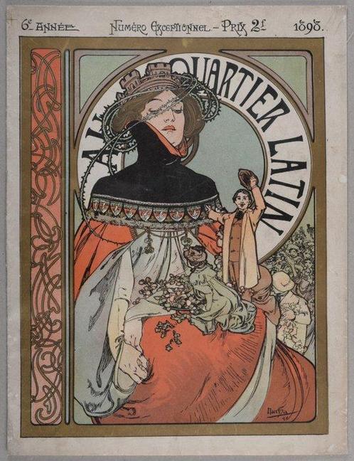 Alphonse Mucha (1860-1939) - Au Quartier Latin, Antiek en Kunst, Antiek | Meubels | Stoelen en Banken