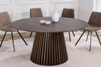 Ronde eettafel VALHALLA WOOD 120cm gerookt eiken kolomvoet -, Huis en Inrichting, Ophalen of Verzenden, Nieuw