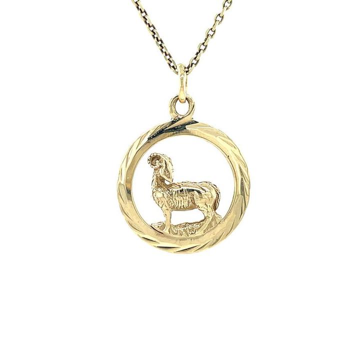 Gouden sterrenbeeld hanger Ram 14 karaat, Sieraden, Tassen en Uiterlijk, Kettinghangers, Goud, Zo goed als nieuw, Goud, Verzenden