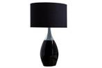 Moderne tafellamp CARLA 60cm zwart zilver met linnen kap -, Huis en Inrichting, Lampen | Tafellampen, Ophalen of Verzenden, Nieuw