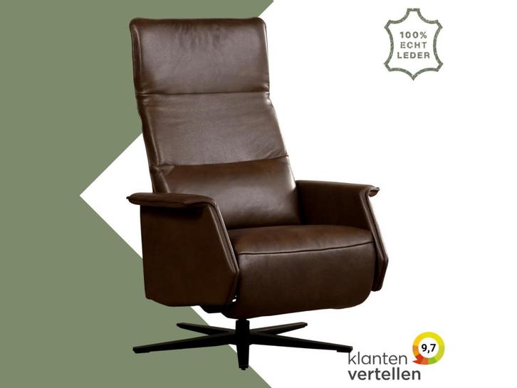 Leren relaxfauteuil Mojo - Granada Chocolate (bruin) -, Huis en Inrichting, Fauteuils, 50 tot 75 cm, 75 tot 100 cm, Nieuw, Leer