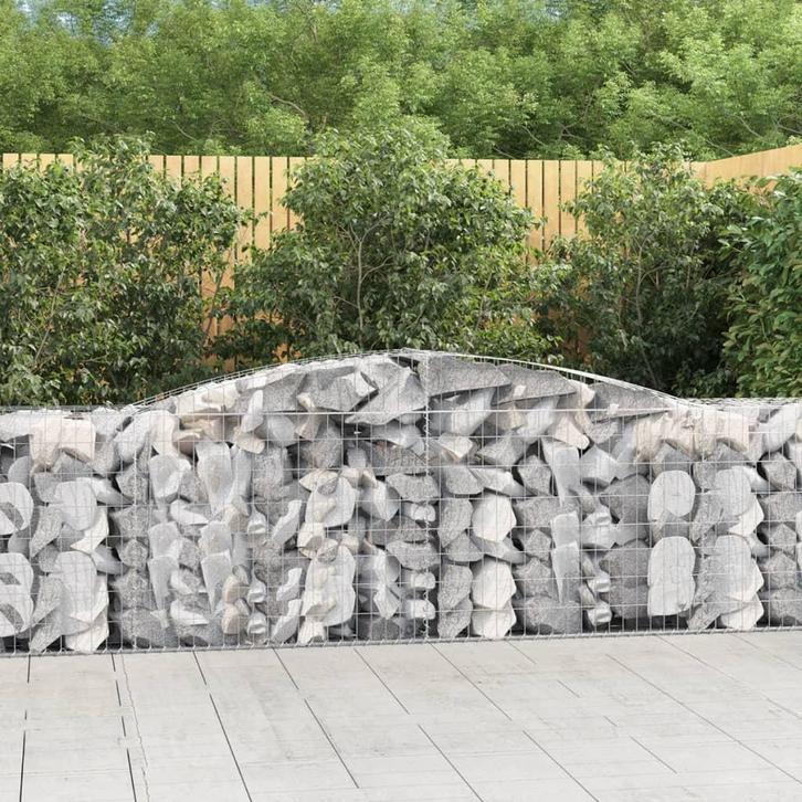 vidaXL Schanskorven 5 st gewelfd 400x50x80/100 cm, Tuin en Terras, Bloembakken en Plantenbakken, 100 cm of meer, Nieuw, Metaal