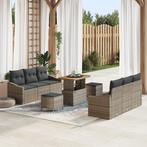 vidaXL 9-delige Tuinbankenset met kussens poly rattan acacia, Verzenden, Nieuw, Rotan