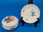 Harnas - Meissen – pot en bord – porselein met bloemen- en