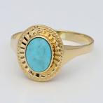Ring - 18 karaat Geel goud Turquoise, Sieraden, Tassen en Uiterlijk, Ringen, Nieuw