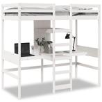 vidaXL Hoogslaper met bureau en schappen grenenhout wit, Huis en Inrichting, 90 cm, Eenpersoons, Verzenden, Wit