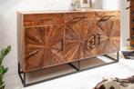 Industrieel dressoir WOOD ART 160cm mangohout met houten, Nieuw, Ophalen of Verzenden