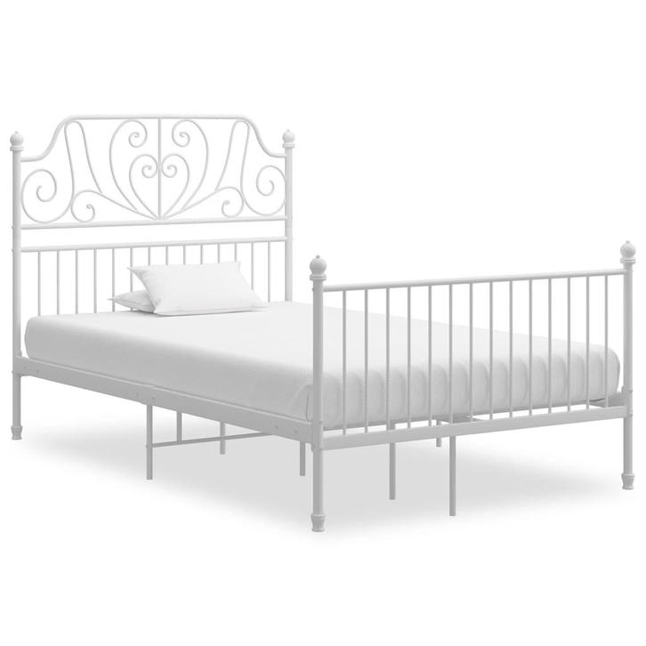 vidaXL Bedframe metaal wit 120x200 cm, Huis en Inrichting, Slaapkamer | Bedden, 120 cm, 200 cm, Wit, Twijfelaar, Nieuw, Metaal