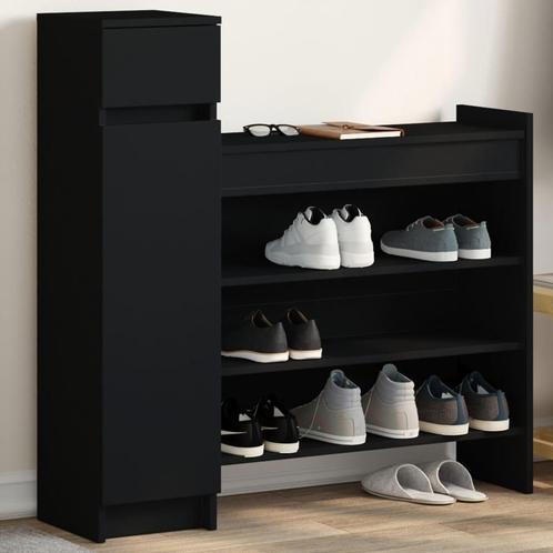 vidaXL Schoenenkast 100,5x28x100 cm bewerkt hout zwart, Huis en Inrichting, Kasten | Schoenenrekken, Nieuw, Verzenden