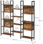 Boekenkast 14 Niveaus – Industrieel Hout Metaal Wandrek, Huis en Inrichting, Kasten | Boekenkasten, Verzenden, Nieuw