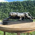 sculptuur, Sluipende panter - 14 cm - Brons, Marmer