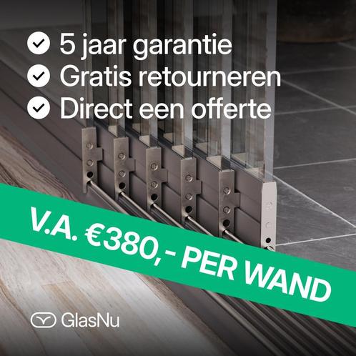 Glazen Schuifwanden nu v.a. €380,- | GlasNu.nl, Doe-het-zelf en Verbouw, Glas en Ramen, Nieuw, Overige typen, 160 cm of meer, 160 cm of meer