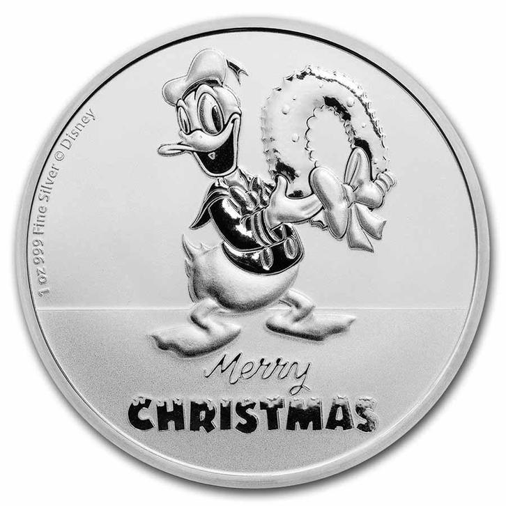 Niue - Donald Duck Christmas - 1 oz 2022 (15.000 oplage), Postzegels en Munten, Munten en Bankbiljetten | Verzamelingen, Munten