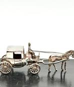 No reserve-Stevige Hollands zilveren miniatuur Koets met