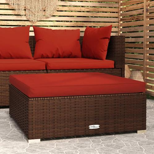 vidaXL Tuinvoetenbank met kussen 70x70x30 cm poly rattan, Tuin en Terras, Tuinsets en Loungesets, Nieuw, Rotan, Verzenden