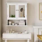 Witte Badkamerkast met Spiegel – Wandkast met Open Opbergvak, Huis en Inrichting, Kasten | Overige, Verzenden, Nieuw
