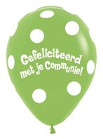 Ballonnen Communie Polka Dots Lime Green 30cm 50st, Hobby en Vrije tijd, Feestartikelen, Verzenden, Nieuw