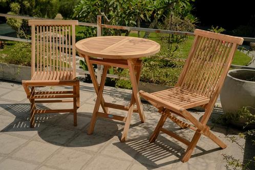 Teak Houten Klaptafel | Rond | Ø 70, Tuin en Terras, Tuintafels, Nieuw, Verzenden