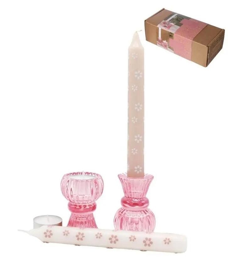 With love seasons giftbox duo candle pink flower kaarsen in, Hobby en Vrije tijd, Knutselen, Nieuw, Ophalen of Verzenden