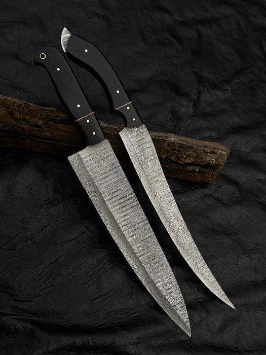 Keukenmes - Keukengerei - Handgemaakte Damascus-messen,, Antiek en Kunst, Antiek | Keukenbenodigdheden