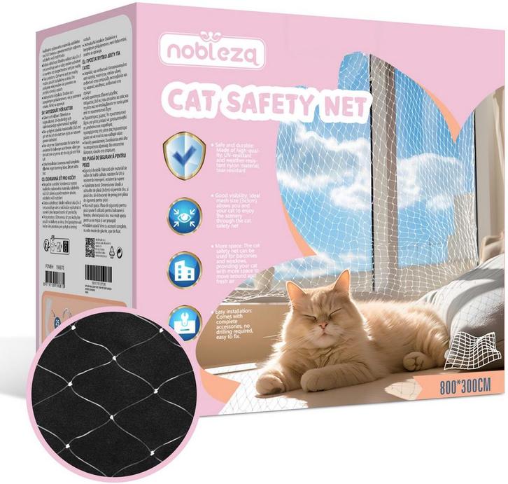 Kattennet - Voor Balkon - Balkon net - 8x3 m - Nobleza, Dieren en Toebehoren, Overige Dieren-accessoires, Nieuw, Verzenden