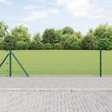 vidaXL Gelaste Draadomheining met 13 Flenspalen Groen beschikbaar voor biedingen
