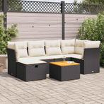 vidaXL 7-delige Loungeset met kussens poly rattan zwart, Verzenden, Nieuw, Rotan, Loungeset