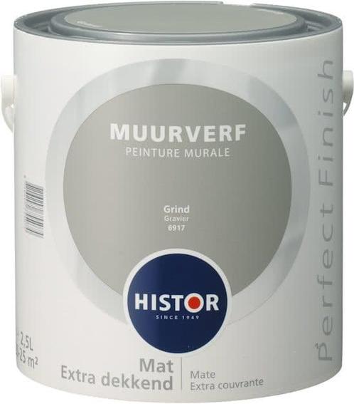 Histor Perfect Finish Muurverf Mat - Grind 6917 - 2,5 Liter, Doe-het-zelf en Verbouw, Verf, Beits en Lak, Verf, Grijs, Nieuw, Minder dan 5 liter