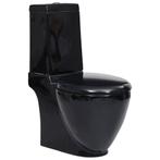 vidaXL Toilet rond afvoer onder keramiek zwart, Doe-het-zelf en Verbouw, Sanitair, Verzenden, Nieuw