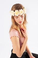 Rozenkrans Rozen Creme Bloemenkrans Haar Roosjes Bloemen Haa, Ophalen of Verzenden, Nieuw, Carnaval, Accessoires