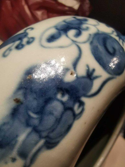 Een blauwe en witte draak tussen de wolken, schilderwas, 19e, Antiek en Kunst, Antiek | Overige Antiek