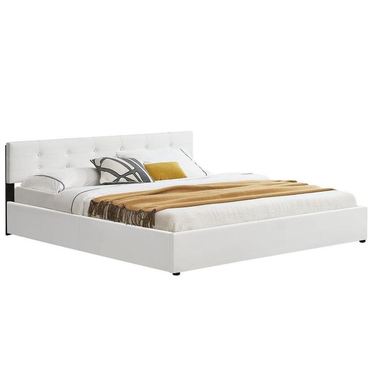 Gestoffeerd Bed Marbella - 180 x 200 cm - Wit - Bedlade, Huis en Inrichting, Slaapkamer | Bedden, Nieuw, Verzenden