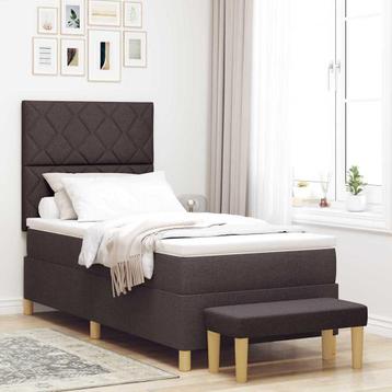 vidaXL Boxspring bed met matras Donkerbruin 90 x 190 cm Stof beschikbaar voor biedingen