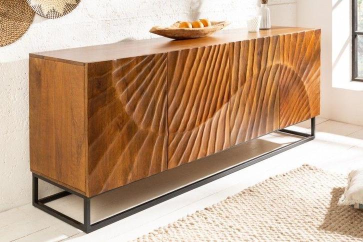 Massief dressoir SCORPION 177cm bruin mangohout, Huis en Inrichting, Kasten | Dressoirs, Ophalen of Verzenden