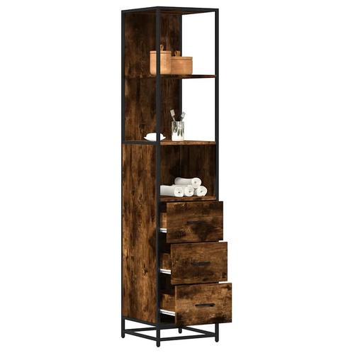 vidaXL Badkamerkast 35x37,5x166 cm bewerkt hout gerookt, Huis en Inrichting, Badkamer | Badkamermeubels, Nieuw, Verzenden