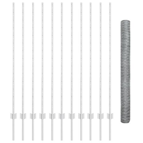 vidaXL Hekpaaltjes 22 stuks U-kanaal 140 cm Gegalvaniseerd, Tuin en Terras, Schuttingen, Nieuw, IJzer, Verzenden
