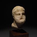 Oud-Grieks Marmer Hoofd van de held Herakles. 9,5 cm H. 2e