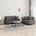 vidaXL 2-delige Loungeset met kussens kunstleer grijs, Huis en Inrichting, Banken | Bankstellen, Verzenden, 150 tot 200 cm, Nieuw