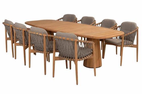 4 Seasons Outdoor Nora tuinset naturel teak met Capri tafel, Tuin en Terras, Tuinsets en Loungesets, Ophalen of Verzenden
