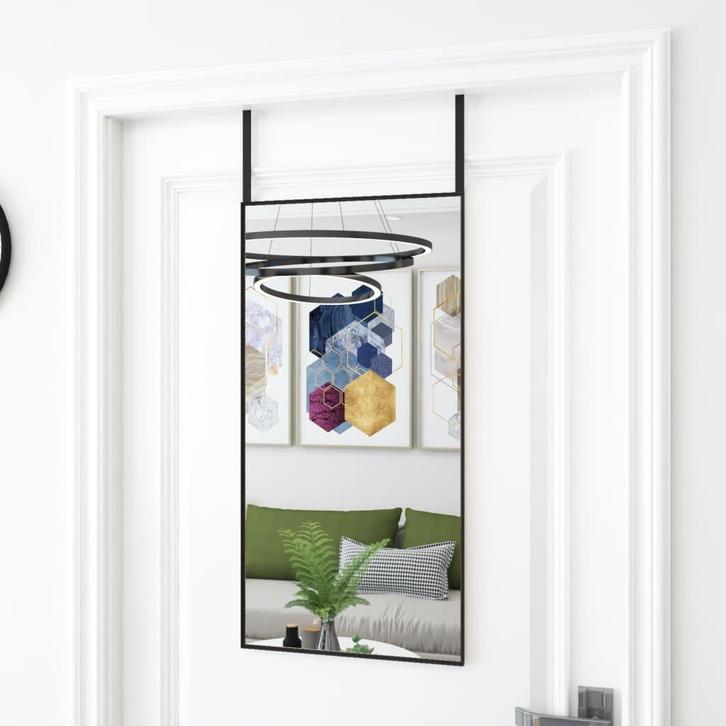 vidaXL Deurspiegel 40x80 cm glas en aluminium zwart, Huis en Inrichting, Woonaccessoires | Spiegels, Nieuw, Verzenden