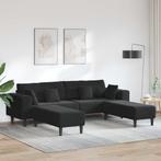 vidaXL Velours Bank met kussen 3 pcs Zwart 208 cm Fluweel, Huis en Inrichting, Banken | Bankstellen, Verzenden, Nieuw, Stof, 150 tot 200 cm